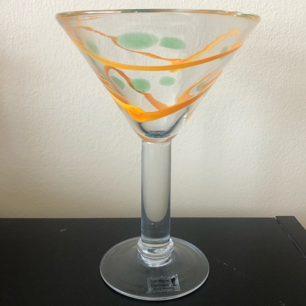 Hand Blown Swirl 10oz Martini Glass by San Miguel 6 7/8”H